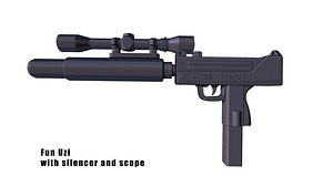 Fun Uzi with silencer and scope 3D model