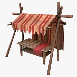 3D model Market Stall Red Tent