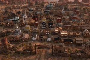 Wild West Frontier Buildings Large Kitbash Pack model