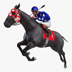 black racing horse jumping 3D model