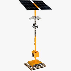 Surveillance System Pole with CCTV and Solar 3D model