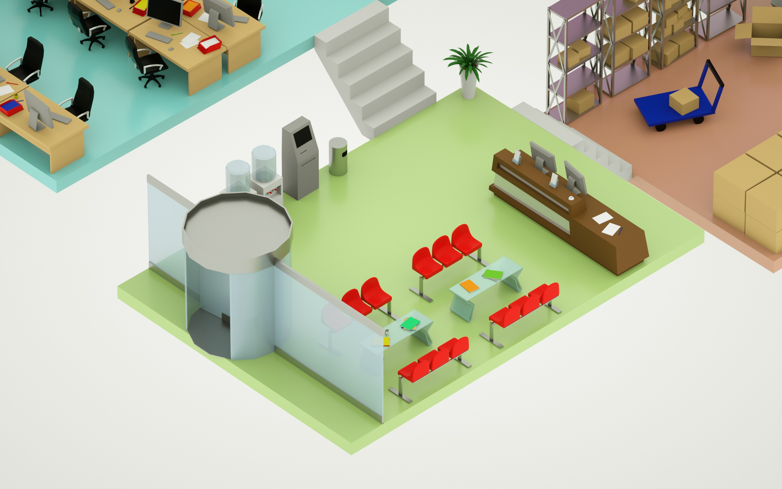 3D Isometric Modern Office Floors lowpoly TurboSquid 1749835