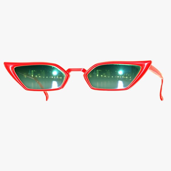 Vintage Red Thin Cat Eye Sunglasses - Game Asset model