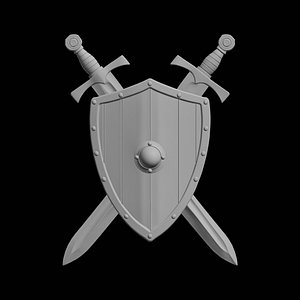 Shield and Sword Wall Decor 3D Print Model 3D model