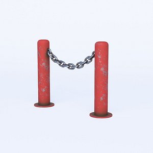 Weathered Red Traffic Barrier Post - Game-Ready PBR Street Prop