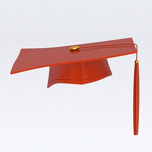 3D Red Bachelors Graduation Cap
