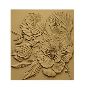 Classic Floral Bas Relief wall decor STL Mural CNC 434