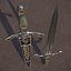 Realistic decorated dagger with sheath lowpoly game-ready