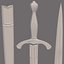 Realistic decorated dagger with sheath lowpoly game-ready