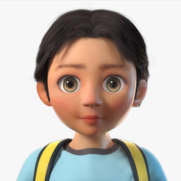 3D Cartoon cartoon boy pupils with binding model