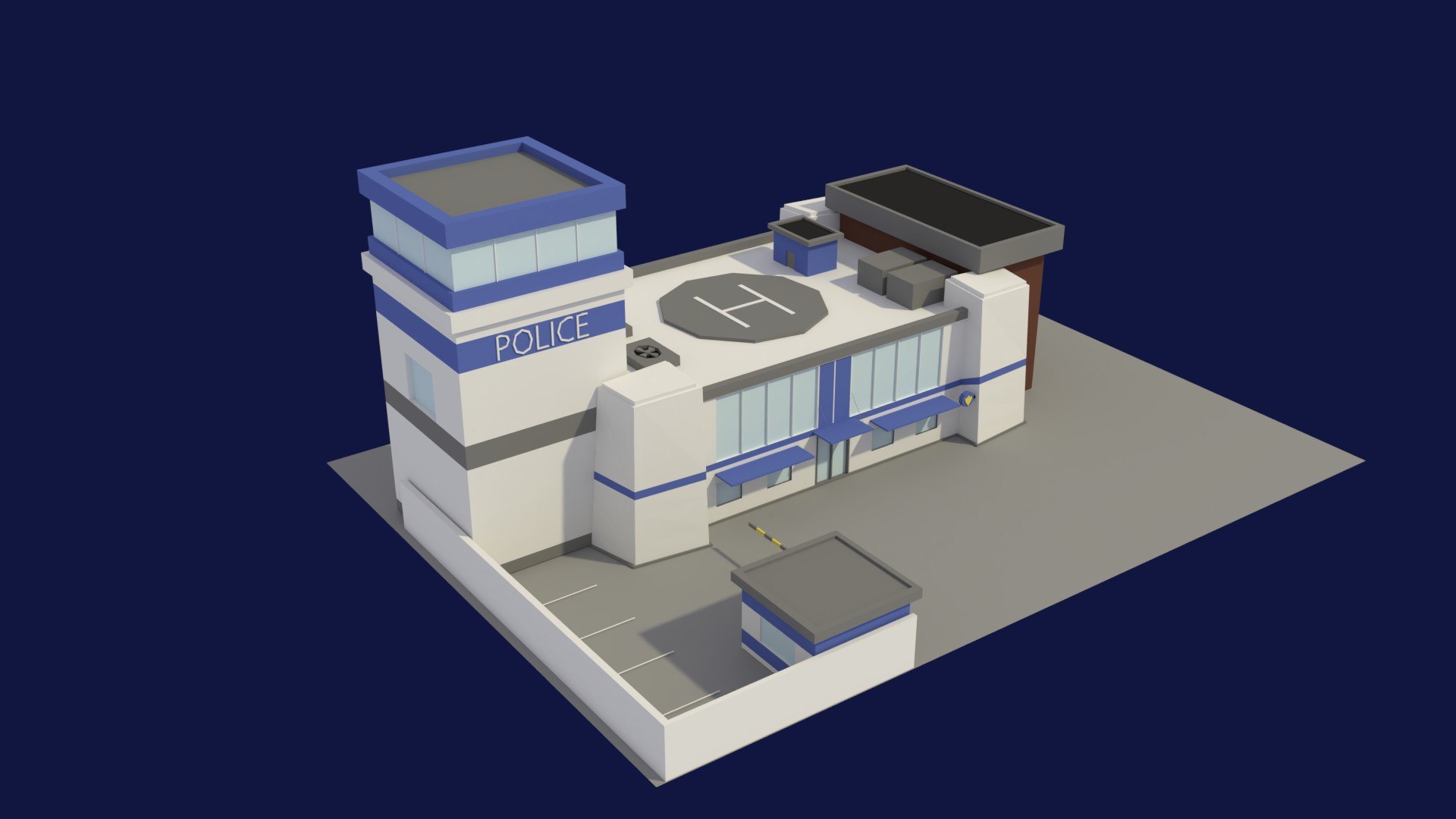 Blue Police Station 3D Model - TurboSquid 1298202