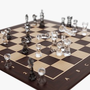 Low Poly Glass Chess Set