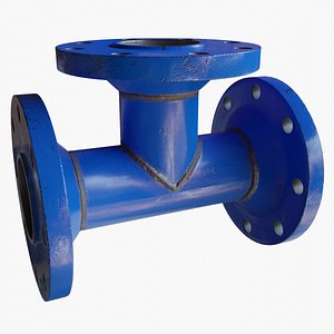 T Pipe DN100 Blue 3D model