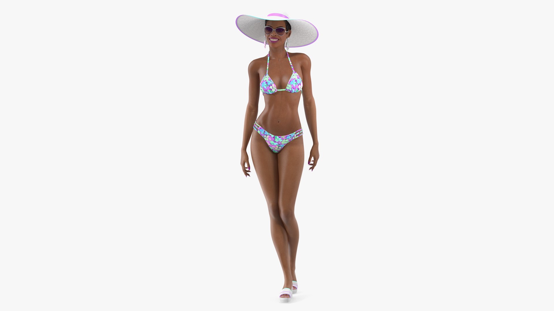 Light Skin Bikini Woman Standing Pose 3D model preview