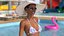 Helle Haut Bikini Mädchen Stehende Pose