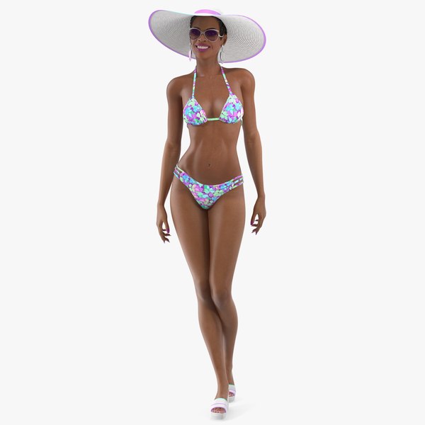 3D light skin bikini girl model