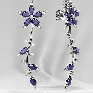 Sapphire Pears 5cm Gold Earrings