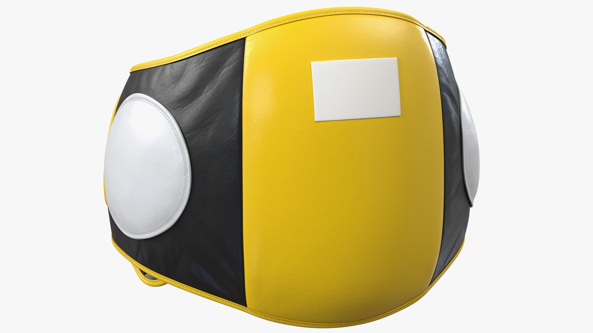 Muay Thai Leather Belly Pad Maneken Black Yellow 3D model preview