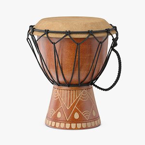 Ornate African Djembe Drum 3D model