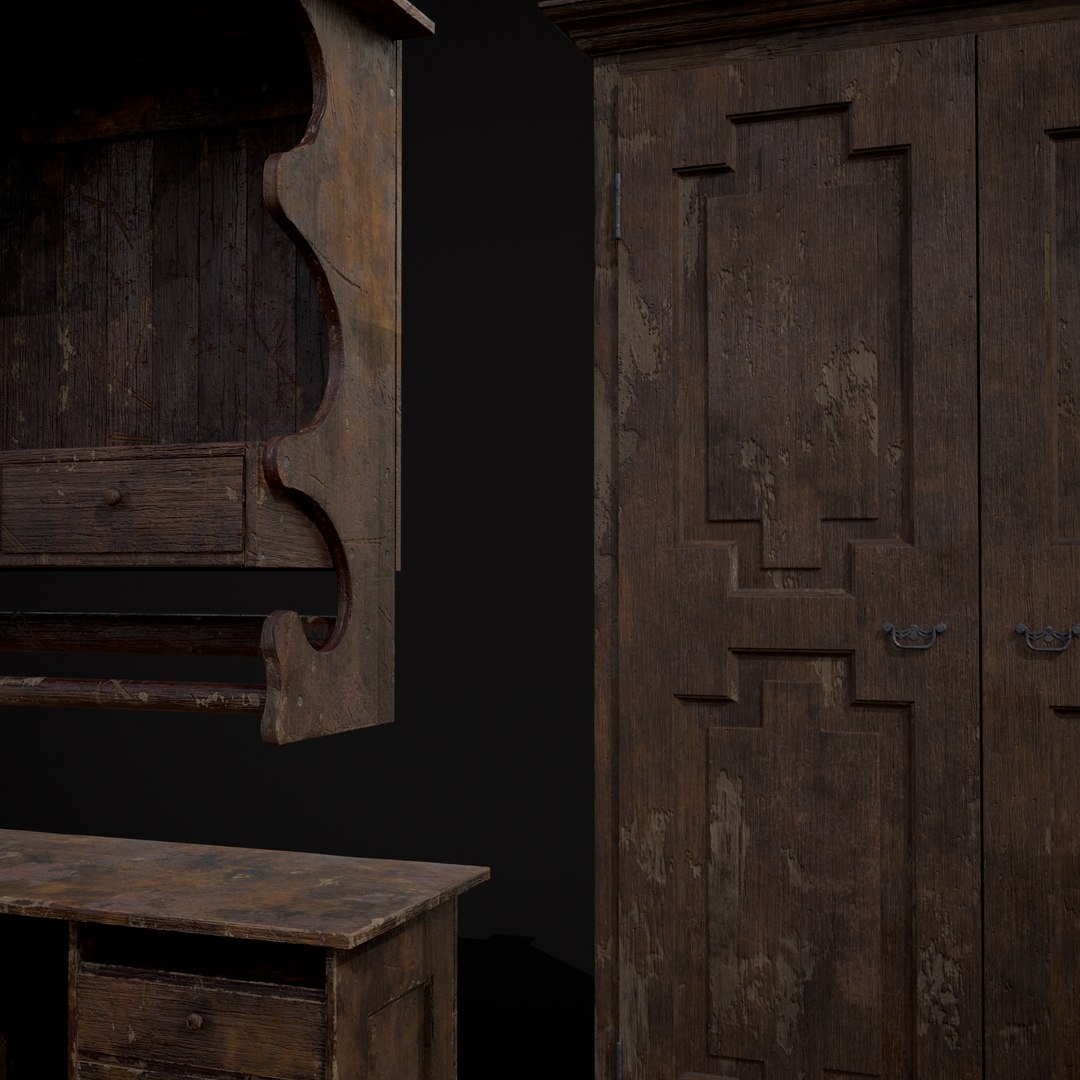 Rustic Wardrobe And Drawers 3D - TurboSquid 1968156