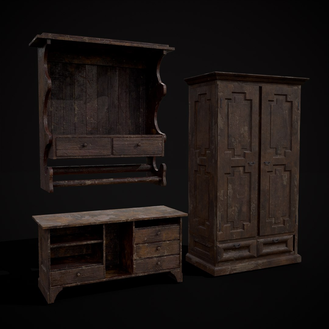 Rustic Wardrobe And Drawers 3D - TurboSquid 1968156