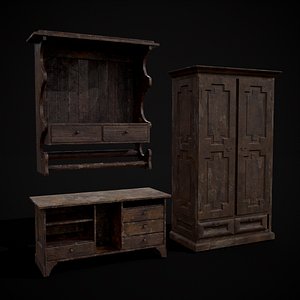 Rustic Wardrobe and Drawers 3D