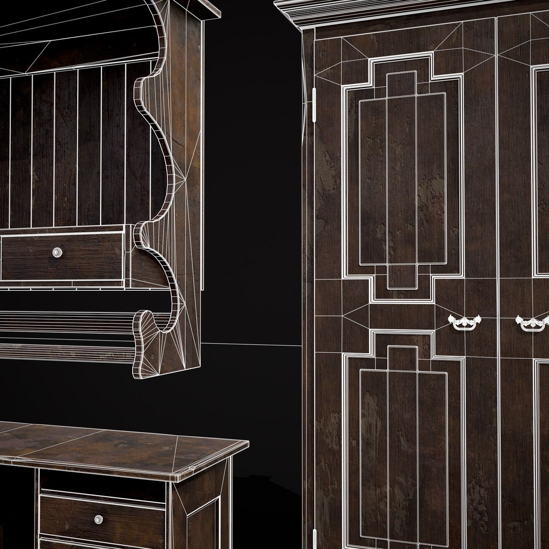 Rustic Wardrobe And Drawers 3D - TurboSquid 1968156