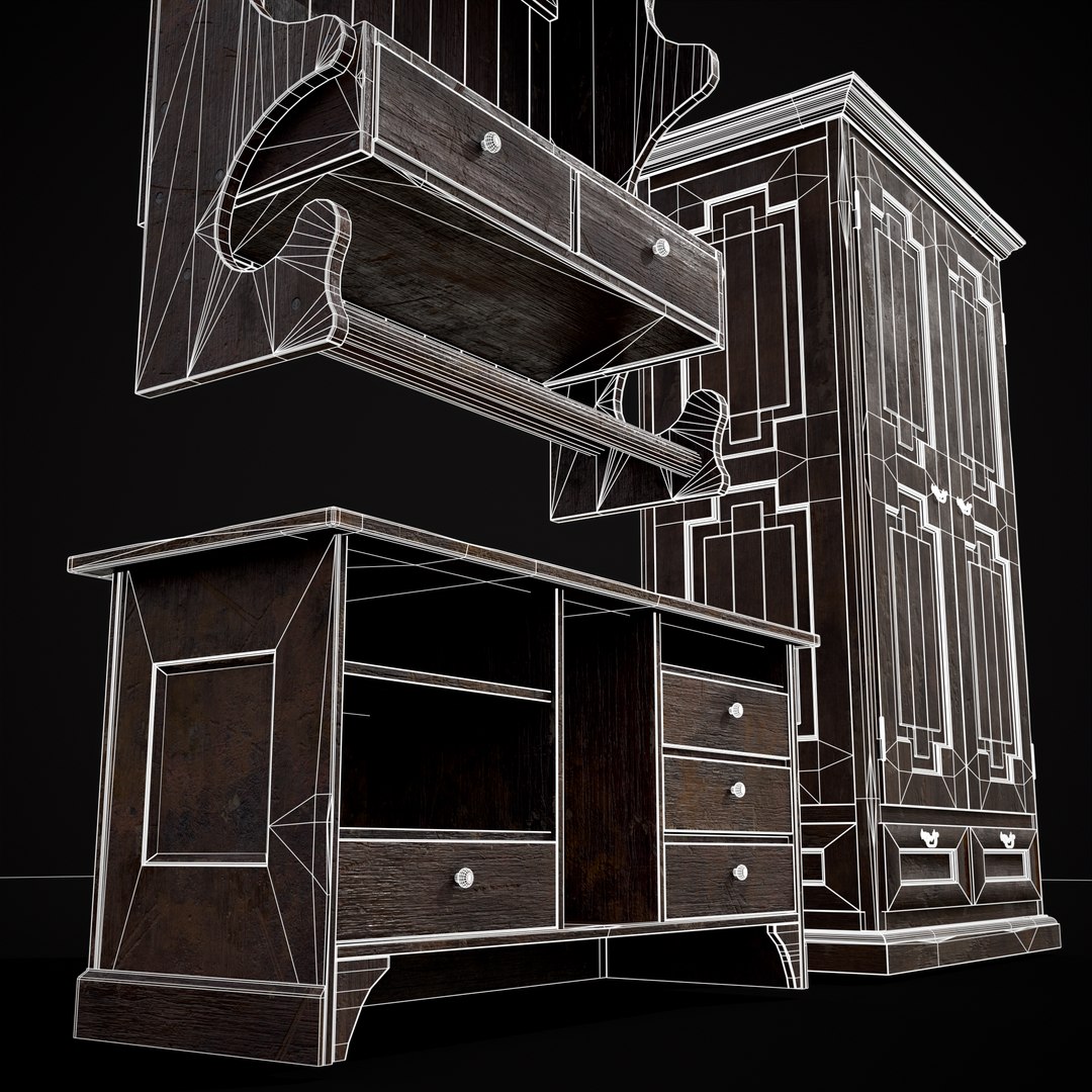 Rustic Wardrobe And Drawers 3D - TurboSquid 1968156