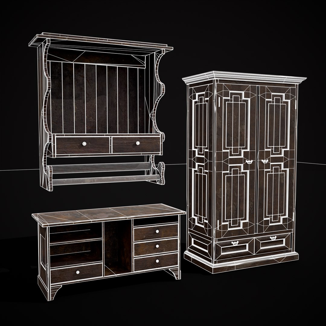 Rustic Wardrobe And Drawers 3D - TurboSquid 1968156