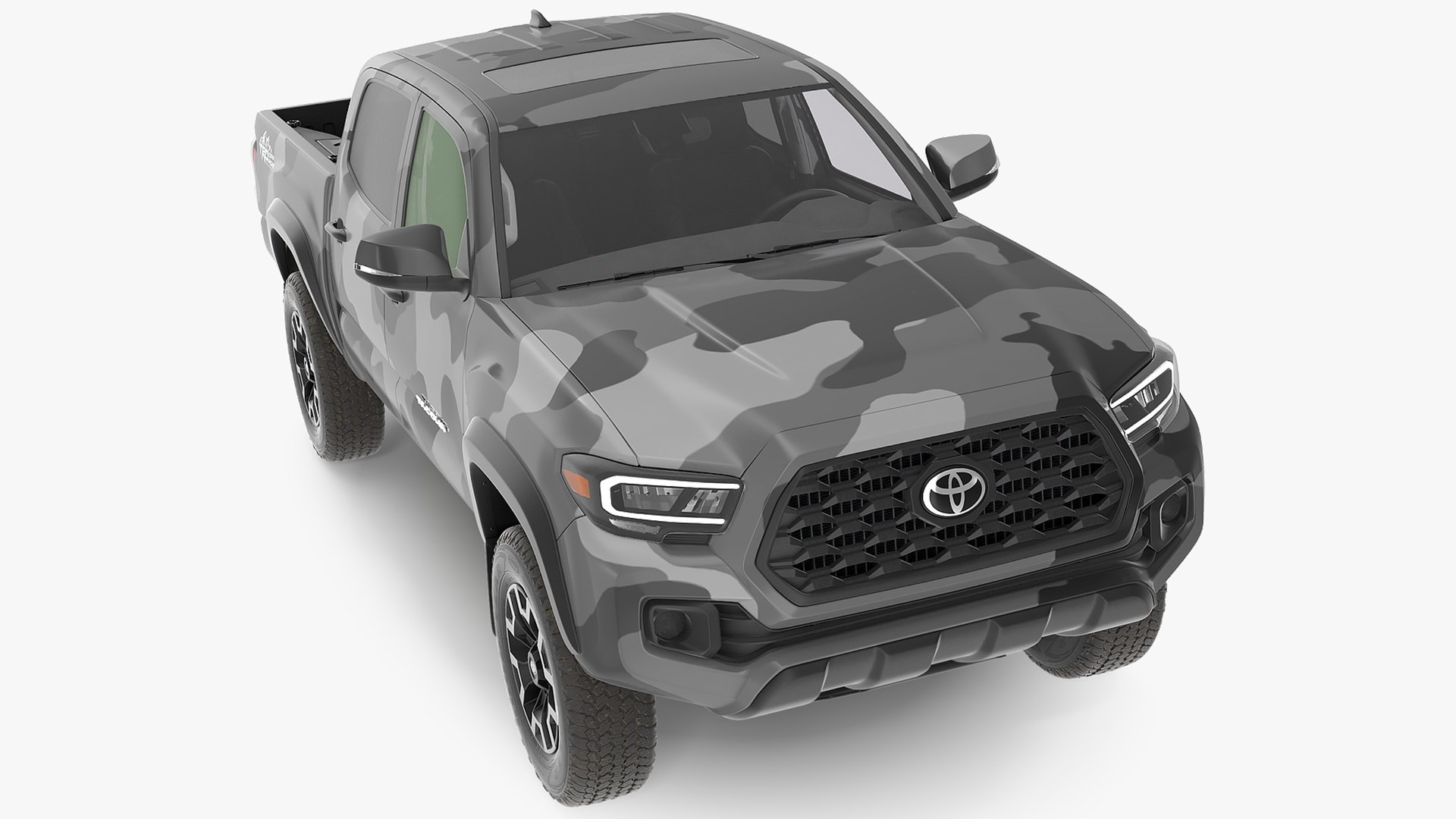 3d Toyota Tacoma Trd Off Road Gray Camouflage 2021 Model - Turbosquid 