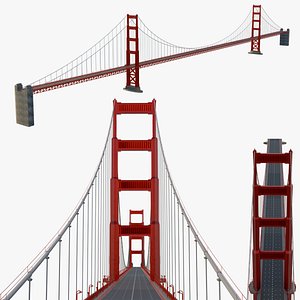 Steel Suspension Golden Gate Bridge 3D model