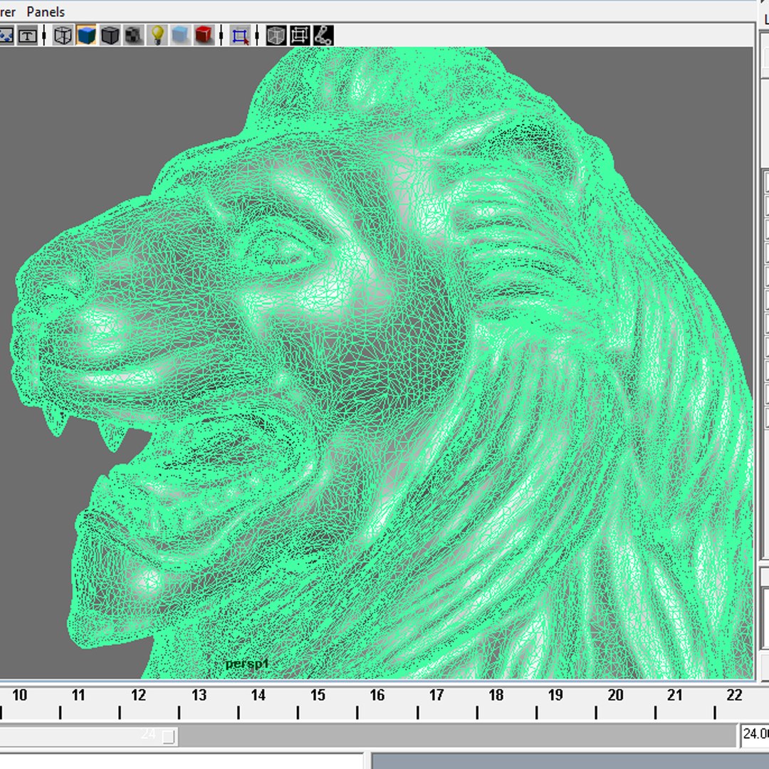 Stone Lion Sculpture Obj