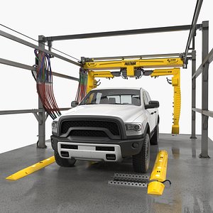 Carwash System Fastrak Touch Free with Pickup Truck Rigged 3D Model