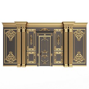 Boiserie Classic Wall with Mouldings 08 Black 3D model