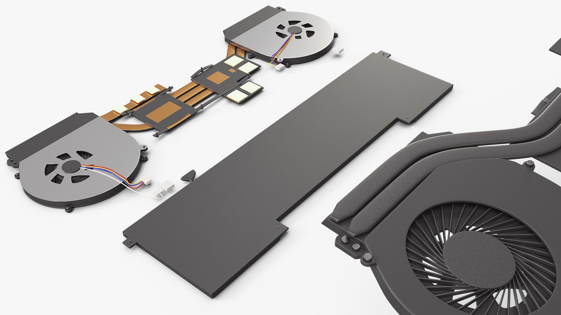 Laptop Cooling System with Battery Module Black 3D model preview