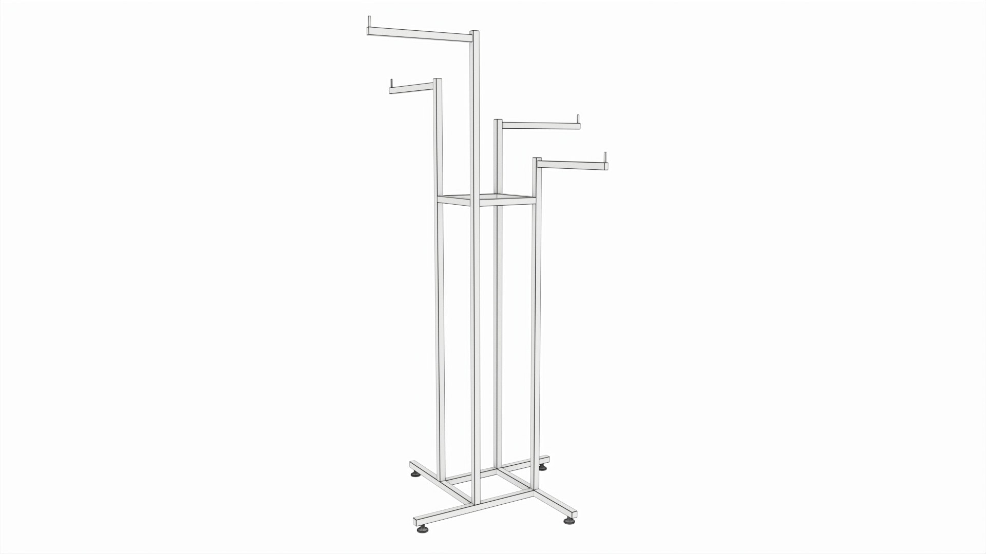 3D Store 4-way Adjustable Square Tube Clothing Rack Model - TurboSquid ...