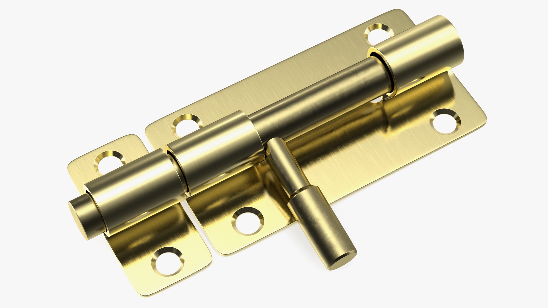 Door Latch Sliding Lock Brass 3D model preview