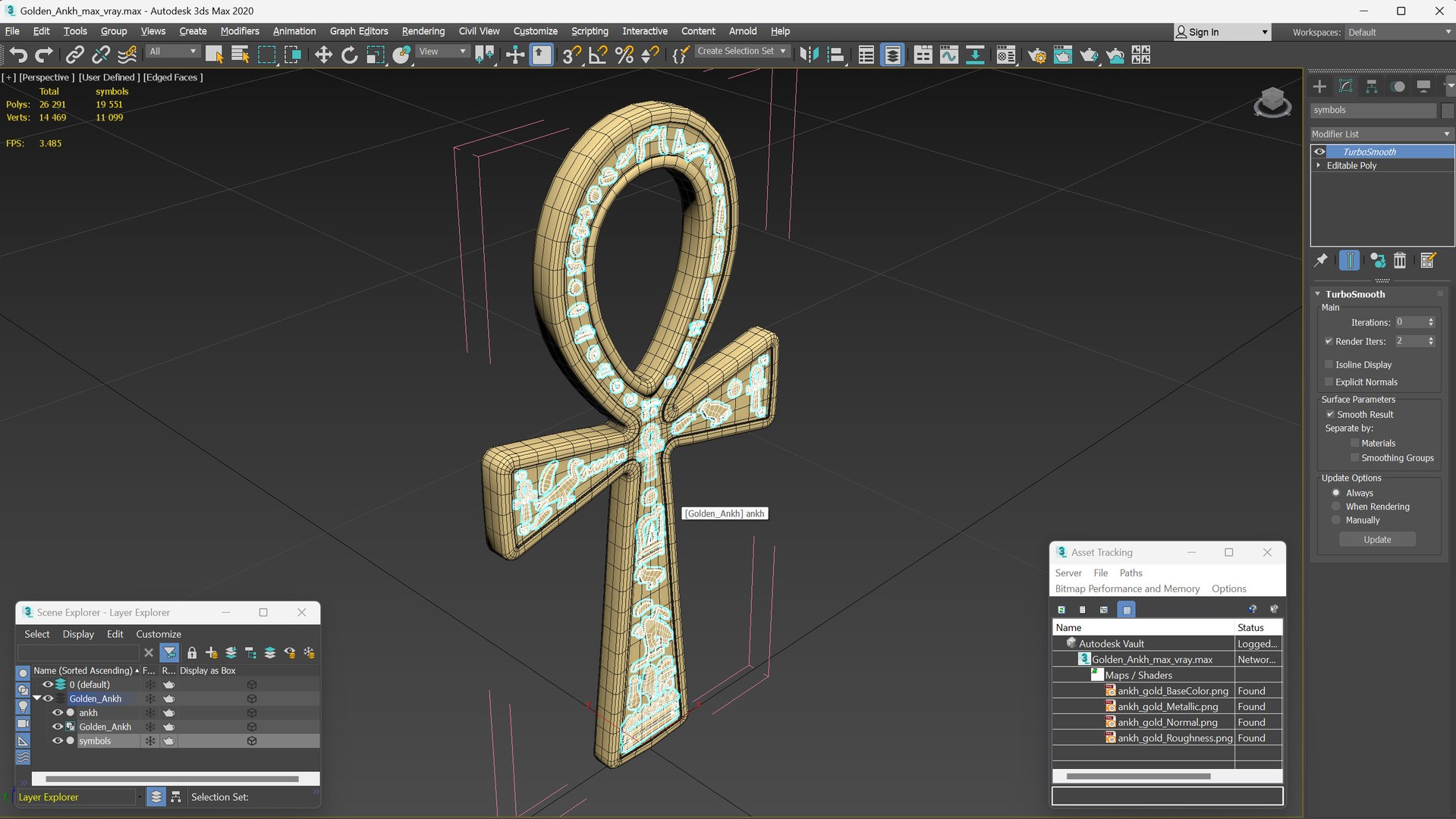 Golden Ankh 3D Model - TurboSquid 2340141