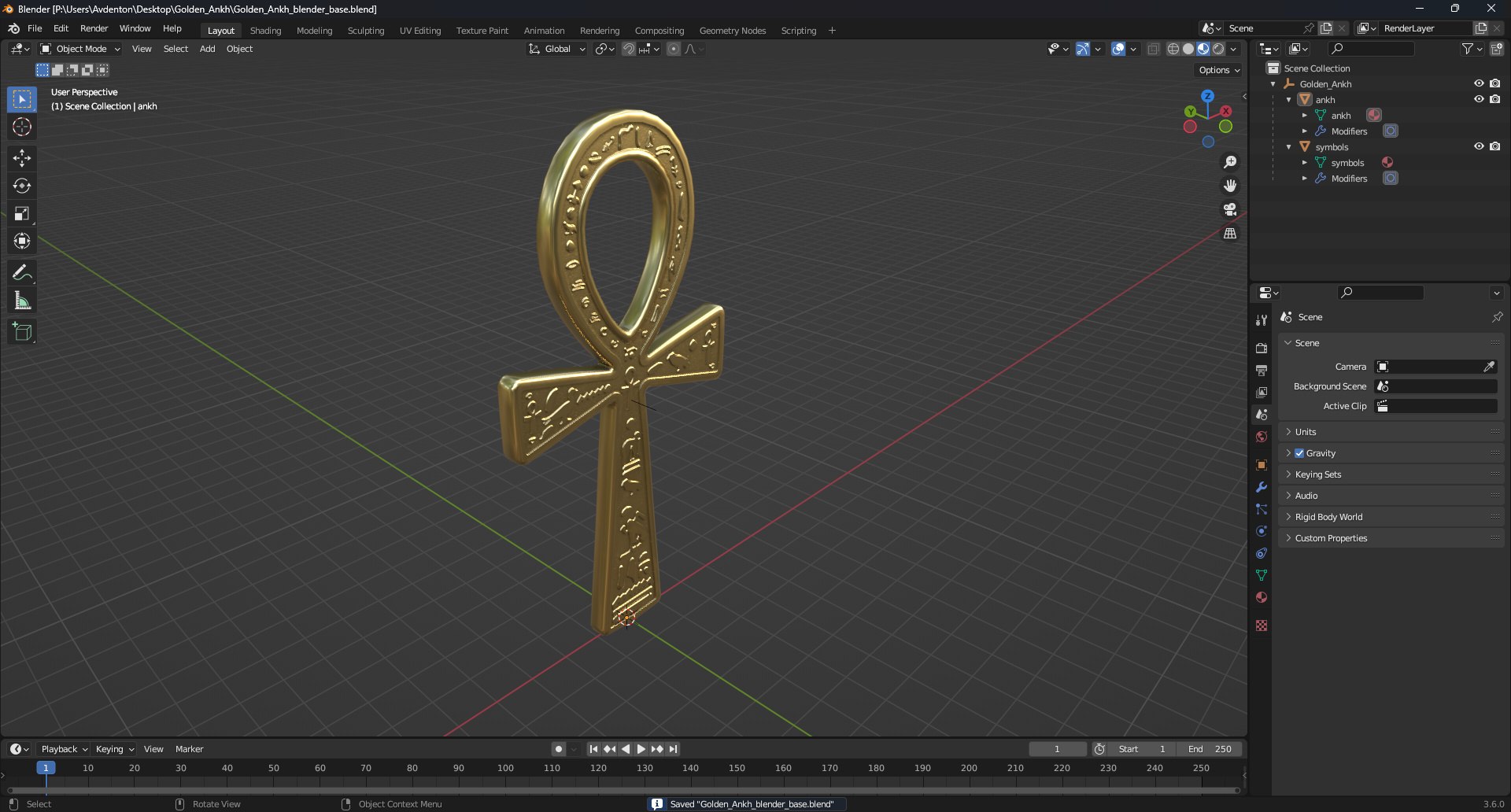 Golden Ankh 3D Model - TurboSquid 2340141