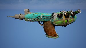 3D post apocalyptic gun pbr low-poly game ready 3d model