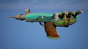 post apocalyptic gun pbr low-poly game ready 3d model