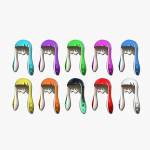 10 Colors Inkling Hair - Splatoon Character Design 3D model