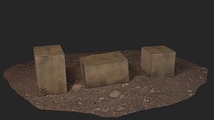 Dirty Cartoon Boxes Low Poly 3D