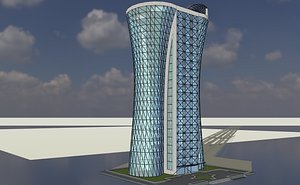 Modern Hourglass Skyscraper - Low Poly Figure-8 Tower