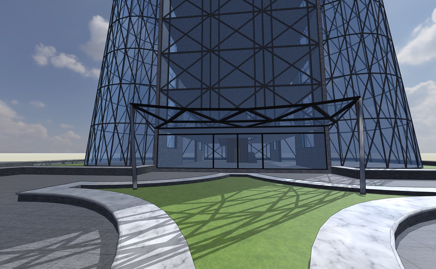 3D Modern Hourglass Skyscraper - Low Poly Figure-8 Tower - TurboSquid ...