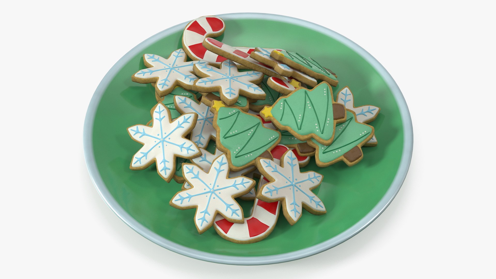 Holiday Cookie Platter with Figures on Plate 3D model preview