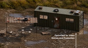 Post Apocalyptic Container Shelter  Modular Survival Outpost Asset 3D model