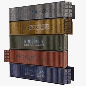 3D Old Dusty 5 Cargo Container Single Mat All PBR Unity UE Textures