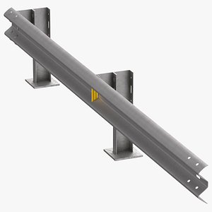 Guardrail W Beam Straight Short Single 3D model