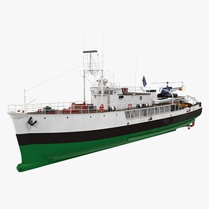 Oceanographic Vessel with Helicopter and Submarine
